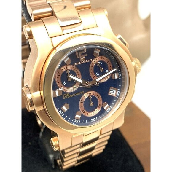 Oceanaut Men's Watch OC0827 Baccara Quartz Chronograph Rose Gold Blue Dial 41mm